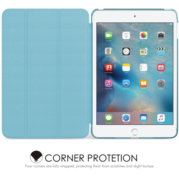 4 - Slim Lätt Smart Case Stand Cover med genomskinligt matt ryggskydd med Auto Wake/Sleep-blå