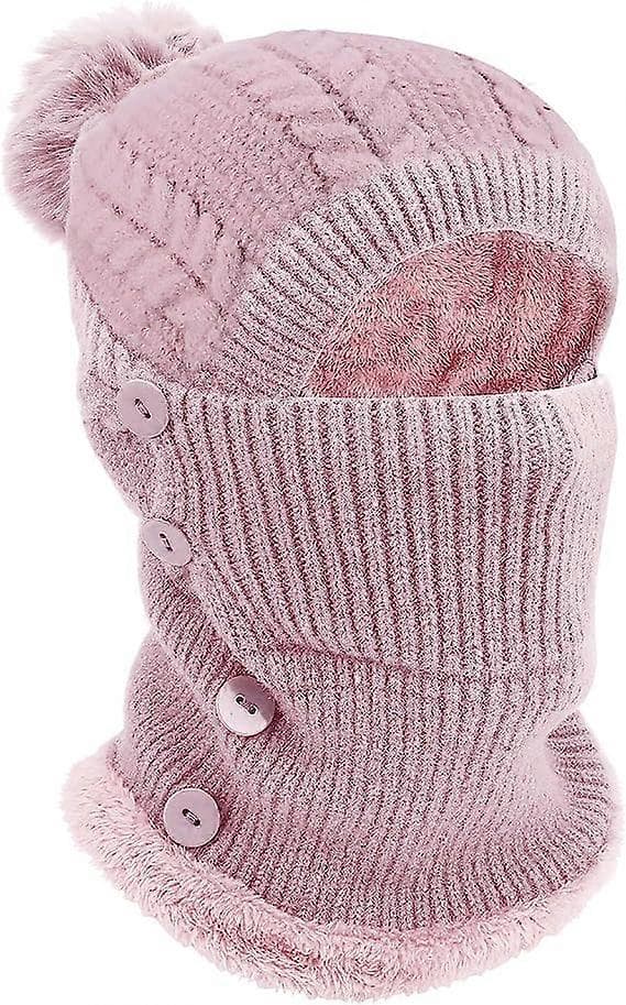 Winter Warm Knitted Hat and Neck Warmer, Soft Knitted Hat with Serving