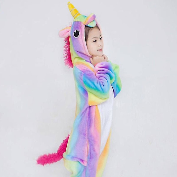 Barn Pojke Flicka Enhörning Hel Plysch Sovkläder Romper Jumpsuit Onesie Pyjamas Nattkläder Rainbow 9-10 Years