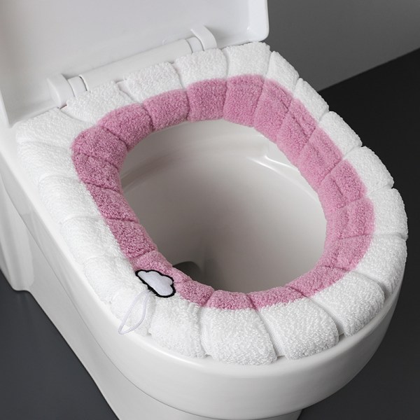 4 ST Rosa varm toalettsits, förtjockad toalettsits vintertid, töjbar och förlängd sits, bekväm och tvättbar.