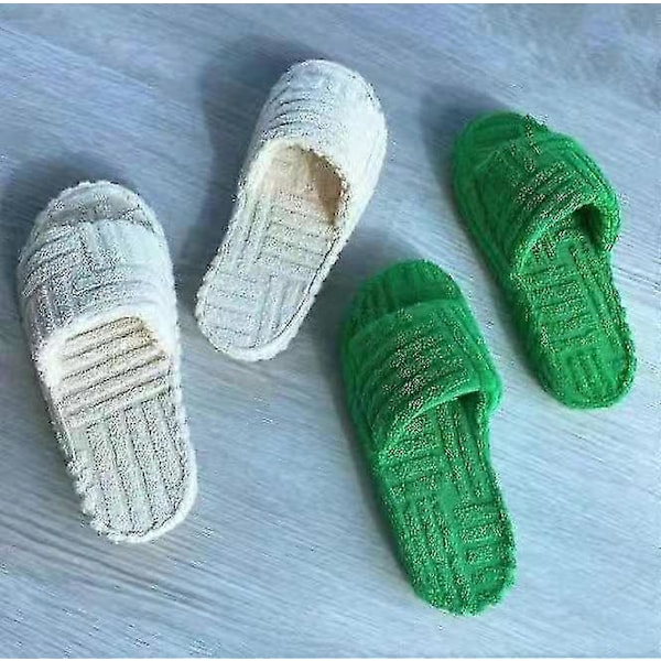 Terry Slippers med frotté for kvinner jenter Slip-on plysj sko Husholdnings vinterutstyr White 40