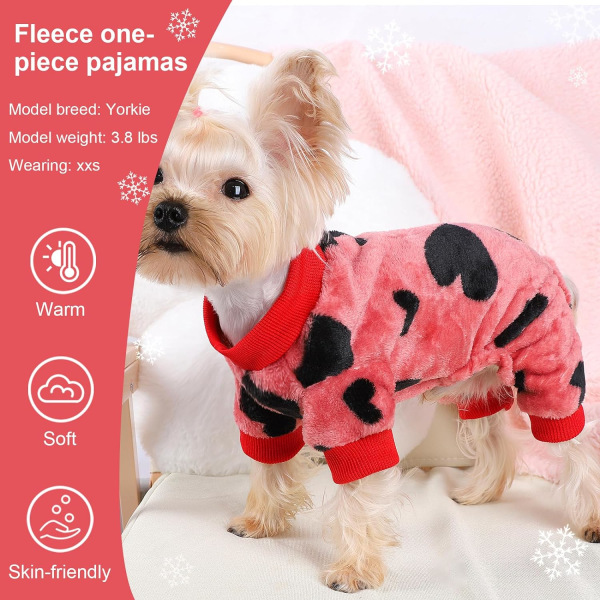 Chihuahua-pyjama voor kleine honden, fleece puppy pjs onesie winter warme kleine hondenkleding hond trui jumpsuits schattige huisdierkleding outfits -L