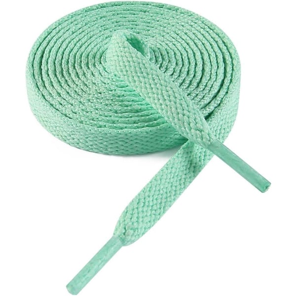 Flat Shoe Laces for Sneakers,Single-layer 8mm polyester flat color shoelace,Mint Green, with a length of 54 inches /137 cm.