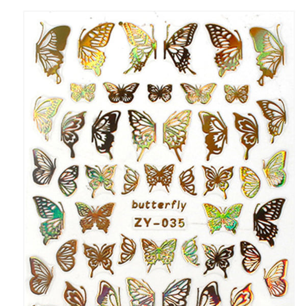 8st Nail Stamping Laser Butterfly Sticker-ZY-035J/Goldmake up