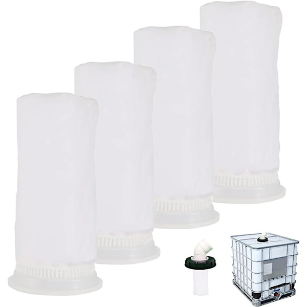 4 st Nylon IBC-filter, Ersättningsfilter IBC, IBC-filter för 1000 liters regnvattentank, Tvätbart IBC-filter, Lockanslutning