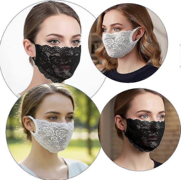 2-pak blonde ansigtsmasker til kvinder, åndbart mesh-design med elastiske ørestropper, sort og hvid