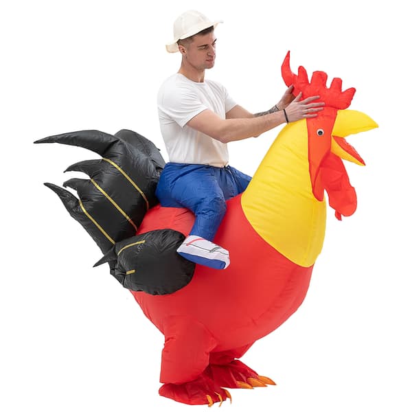 Oppustelig Rød Hane Kostume til Voksne Red Rooster