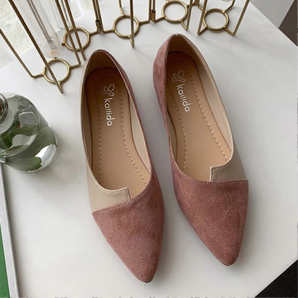 Dame Casual Flade Sko Spids Tå Ballet Komfort Bløde Slip On Flade Sko til Daglig Brug Shopping Pink 39