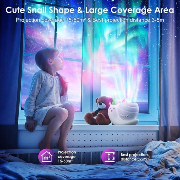 5-in-1 Starry Sky Projector Night Light, Kids Night Light with Aurora, Galaxy Projector with Speaker and Remote Control, White