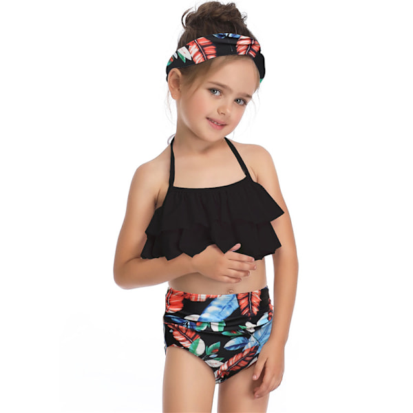 Dam, Flickor Tvådelad Volang Hög Midja Bikini Baddräkt I M