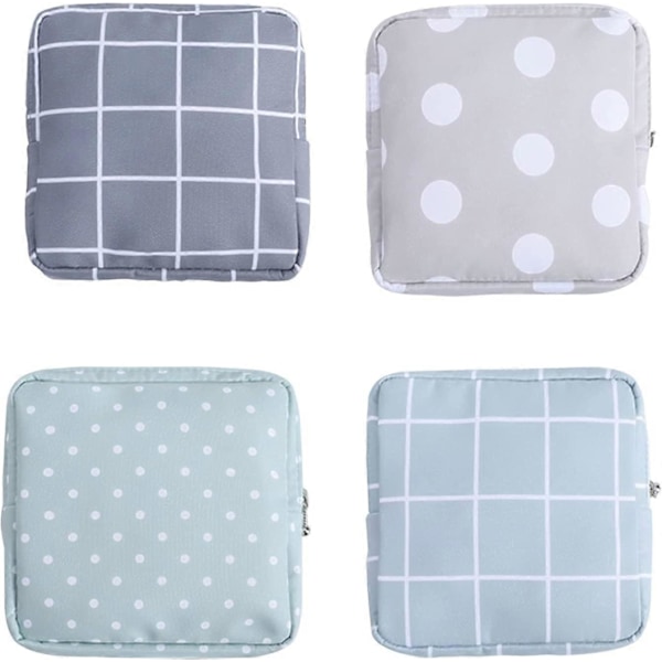 4-pack Sanitetsbindpåse Bärbar Myntplånbok Pantyliners Organiserare med Blixtlås