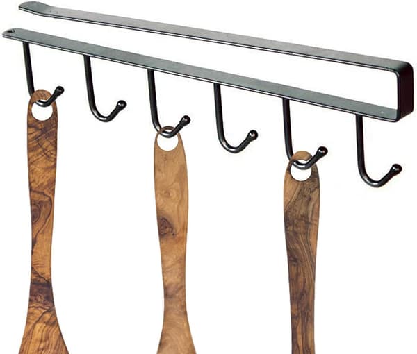 Iron 6 Hooks Storage Rack - Home Storage Mug Hooks - Kitchen Under Cabinet Organizer Hook Rack, Slide On Mug Hooks Under Cabinet, No Drilling