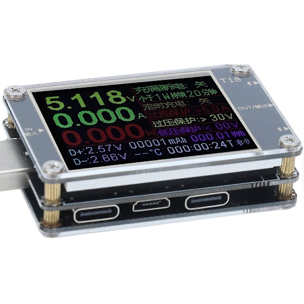 USB-strömmätare, ström- och spänningsmonitor, voltmeter, amperemeter, laddare, effekttestare, PD-batterikapacitet M