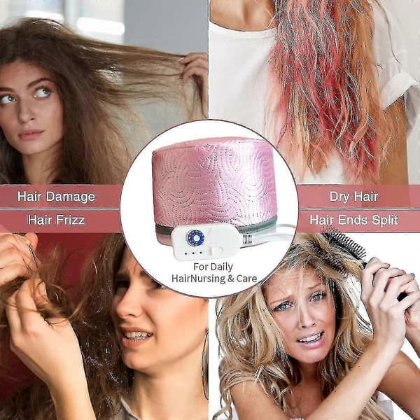 Hårbehandling Dampkappe, Varmehat Med 3 Tilstande Temperaturkontrol Terapi Og Termisk Spa Hårstyling Damperhat (blå)