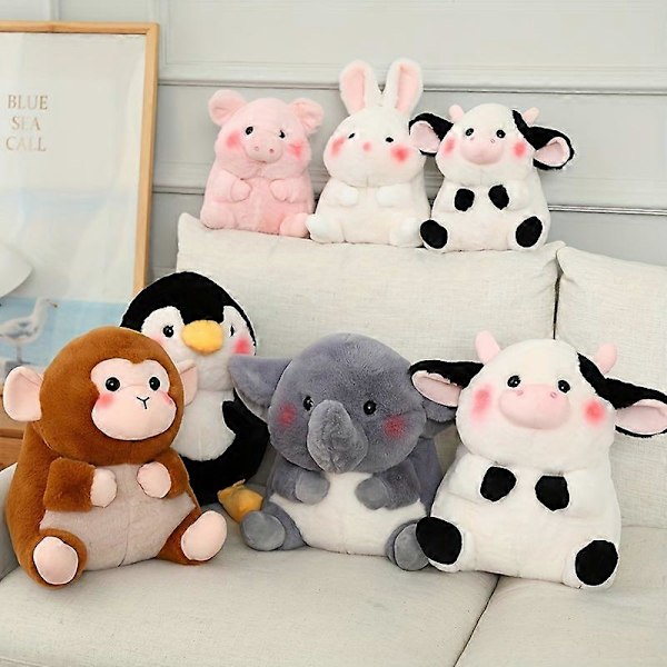 Kanin Pingvin Apa Katt Elefant Sittande Fet Djur Dock Plysch Leksak Skog Dock dairy cow