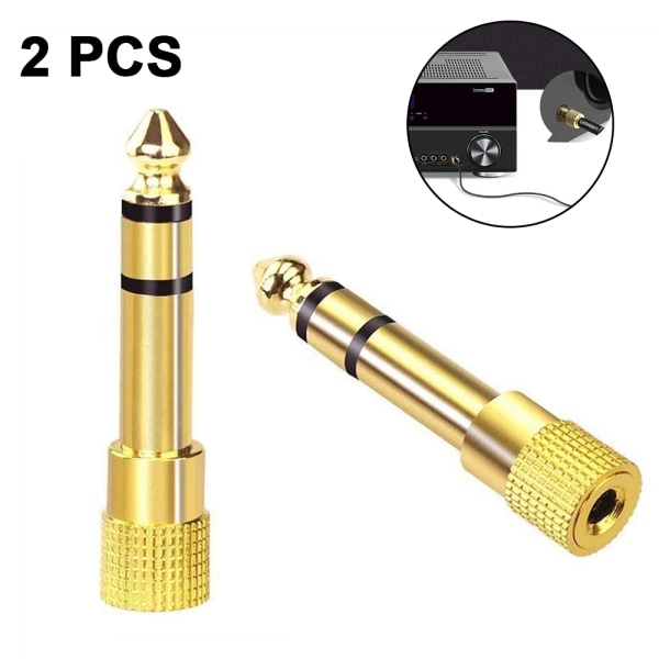 6.35mm 1/4 inch Male to 3.5mm 1/8 inch Female Stereo Headphone Adapter Audio Jack Plug Gold Plated.