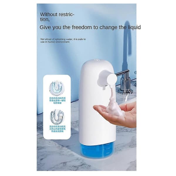 550ML Automatisk Flydende Sæbedispenser 3 Gear Genopladelig Sensor Skummende Sæbedispenser til Køkken Hotel Indkøbscenter Sort