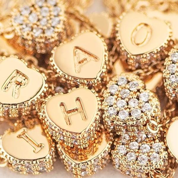 Halsband med hjärta i guld med initial - 14K guldpläterat handgjort delikat halsband med bokstavshjärta, present till kvinnor, smycken med bokstaven A