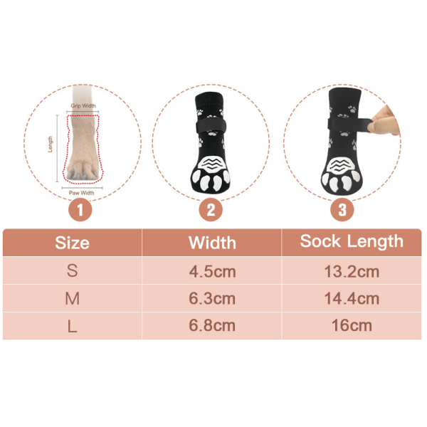 Antiskli morsomme hundsokker med justerbare stropper - Sterk trekkontroll sklisikker for innendørs på tregulv eller fliser-L
