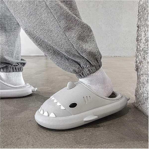 Vinterhaj Sutsko Hajesko Herre Og Dame Memory Foam Sød Tegneserie Plysset Fluffy Varmt Forede Sutsko Grey 42-43