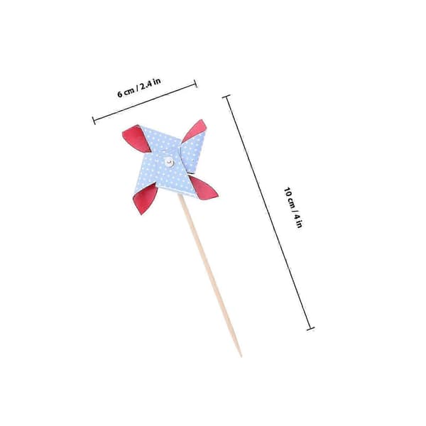 Mini vindmølle kake topper tre cupcake pinner til bursdagsfest 18 stk