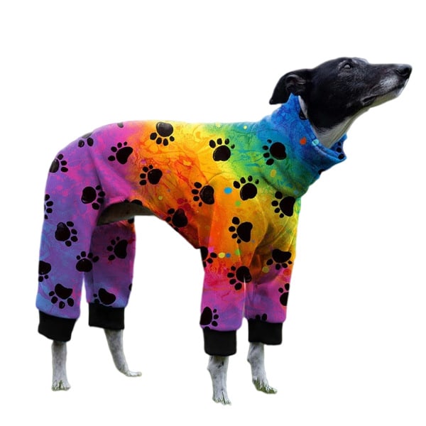 Hundpyjamas Medium Large Dog Paw Printed Greyhound Pyjamas Jumpsuit Body Blå -färg X Large