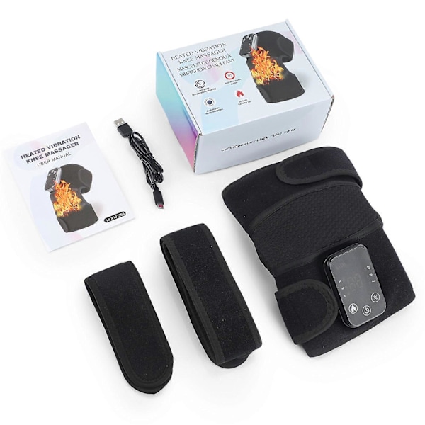Elektrisk Uppvärmningsvibration Massage Knäskydd 2 i 1 Knä Armbåge Axel Massage Enhet för Äldre Black