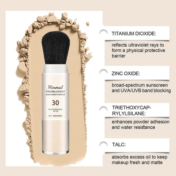 Hawaiian Tropic Mineral Translucent Solcremepudder m/ Børste SPF 30