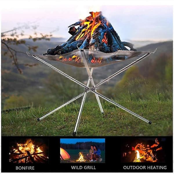 Camping Bålplads Bål Rack Baghave Varme Mesh Bålplads Rack Foldbar Brændeovn Rack Bålramme