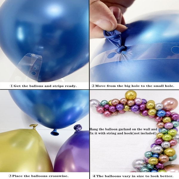 Färgglada festballonger 100 st 12 tums krom metalliska heliumballonger för födelsedagsfestdekoration och valvdekoration Bröllopsfödelsedag Baby Shower