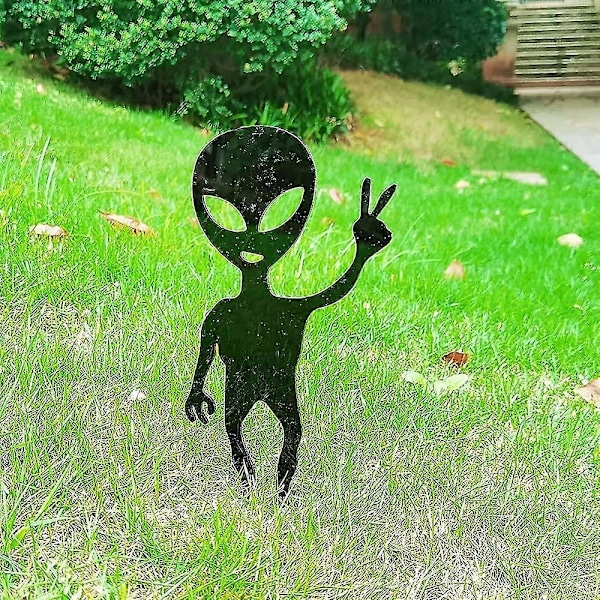 2 stk. Alien Silhuett Hagedekorasjon Alien Hagedekorasjon Utendørs Plenpynt Bruk Utendørs Hageplen