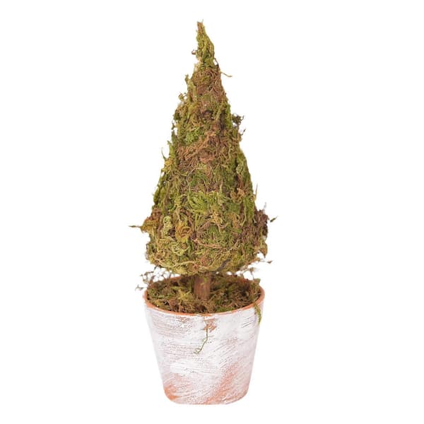 Kunstig mos juletræ – mini potteplante til skrivebord og hylde julepynt