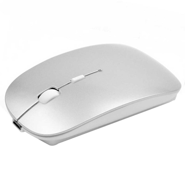Uppladdningsbar Bluetooth mus kompatibel med Mac Laptop Trådlös Bluetooth -mus kompatibel med Windows Laptop-apple silver