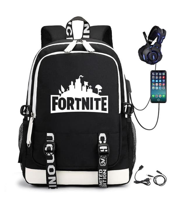 Fortnite Backpack - Waterproof School Bag with USB and Headphone Jack