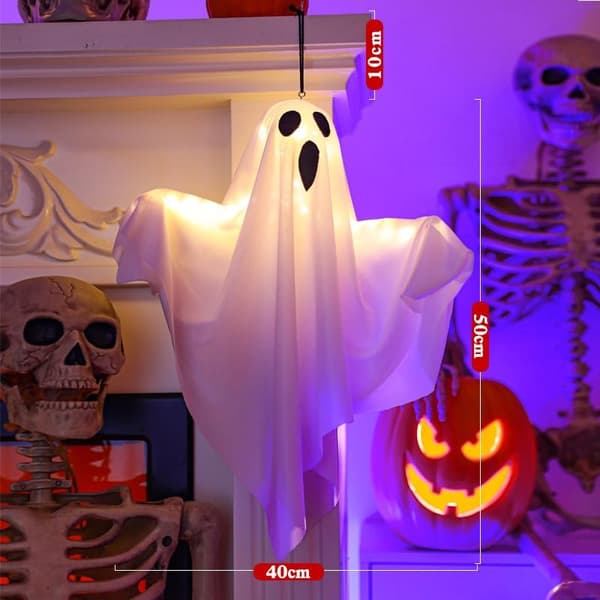 Halloween Outdoor Ghost Decorations, Halloween Hanging Luminous Ghosts for Front Yard Patio Lawn Garden, 2-pack, 40*50cm