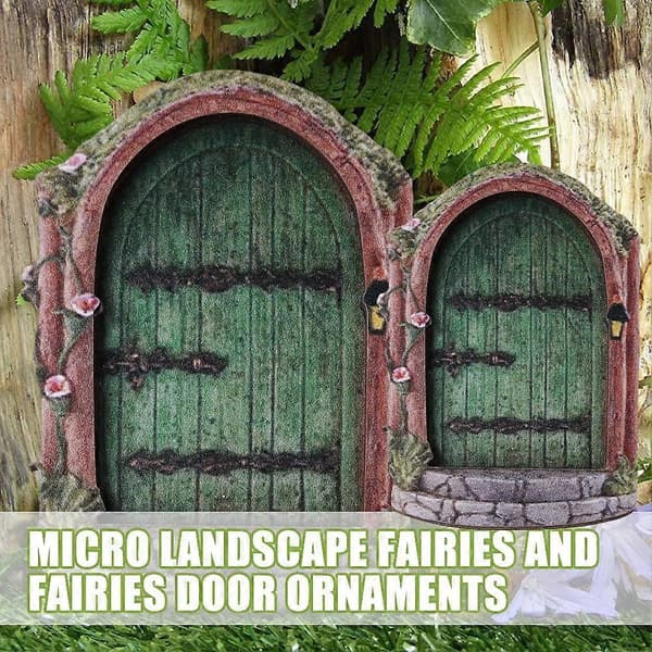 Miniature Pixie Alf Fe Dør Træ Have Vinduesdør Hjem Grå