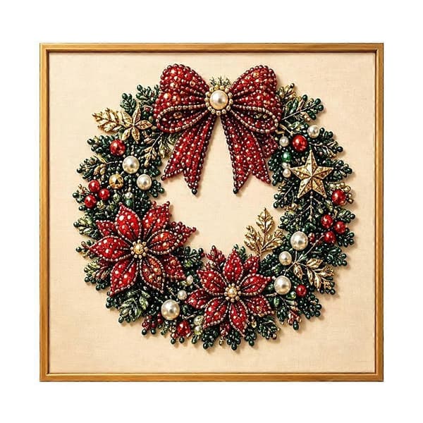 Gør-det-selv juleperle diamantmaleri kunstsæt med ramme 20*20cm C