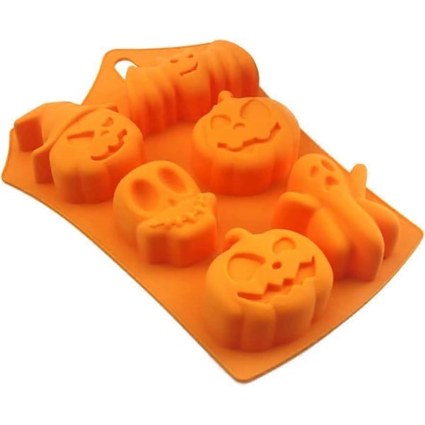 6-lokeroinen Halloween-karkki-jääpalamuotti, aave, kurpitsa, leivontamuotti