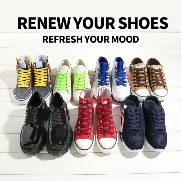 Platta skosnören för sneakers, enkellagers 8 mm polyester skosnöre i platt färg, marinblå, med en längd på 39 tum/100 cm.
