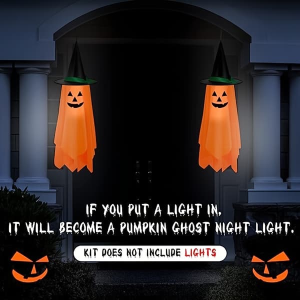 Halloween Græskar og Spøgelse Hængende Dekorationer til Have og Træ Orange
