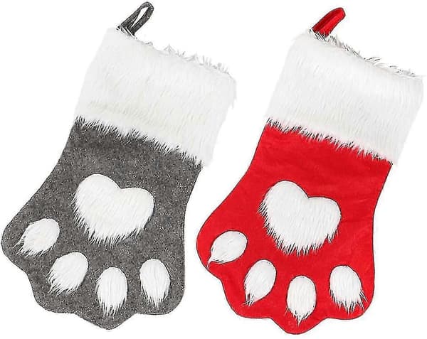 2 stk. ternet hængende julehundestrømpe til julepynt