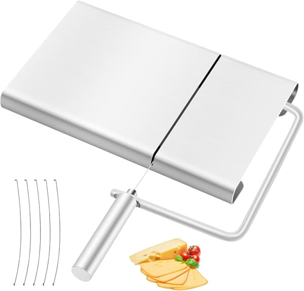 Stainless Steel Cheese Slicer, Cheese Cutter with 5 Replacements