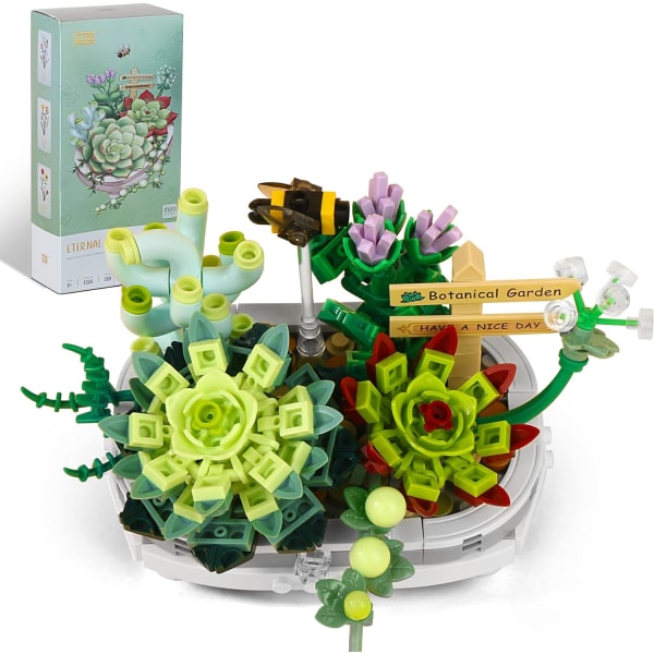 Mini Bricks Succulent Plant Building Kit,389PCS DIY Simulating Plant Ecology Collection Building Toy,Bouquet Set Gifts for Adults, Children