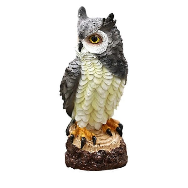 Glubsk Ugle Ornament Have Udendørs Fugledekoration Gave Resin Håndværk grey