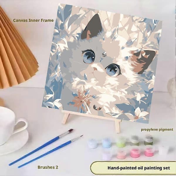 Katt DIY Digital Oljemålning Efter Nummer 20x20cm Hem Väggkonst Present