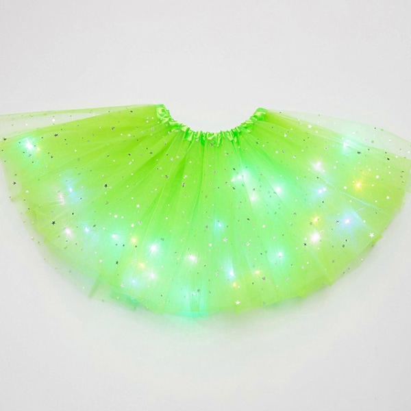 Tyllkjol Dam LED Tutu Vuxen Tonåring Tutu Fest Balett Dans Maskeraddräkt Halloween Kostym Grön