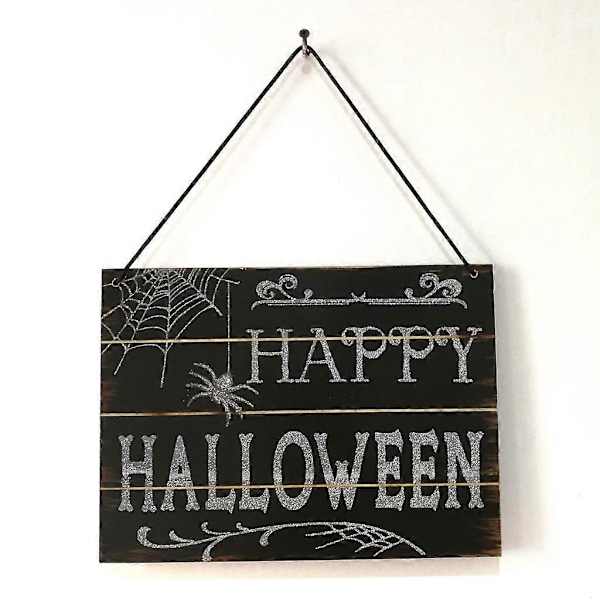 Halloween Dekoration Trä Halloween Väggplatta Halloween Hängande Platta Med Häxhatt Häxa Halloween Dekorationer 26 * 18cm För Dörr Fönster Trädgård black