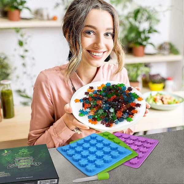 Marijuana Blad Gummyforme Silikone Slikform Nyheds Gave - 3 Pak