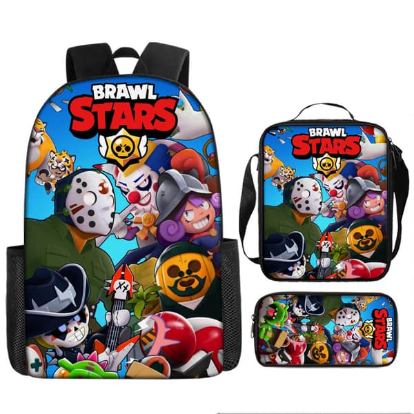 2026 Brawl Stars Backpack 3-piece set 17 inch Game Backpack + Shoulder Bag + Pencil Case (J) 8
