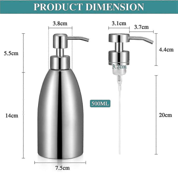 500 ml flydende sæbedispenser lotiondispenser med skumdyse sæbedispenser i 304 rustfrit stål sæbedispenser shampoo badeværelse køkken sølv